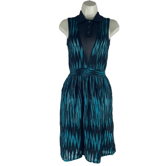 $850! Missoni Cable Knit Mesh Mini Dress Deep Jade Women Size 40/ 6 US NWT! - Picture 1 of 7